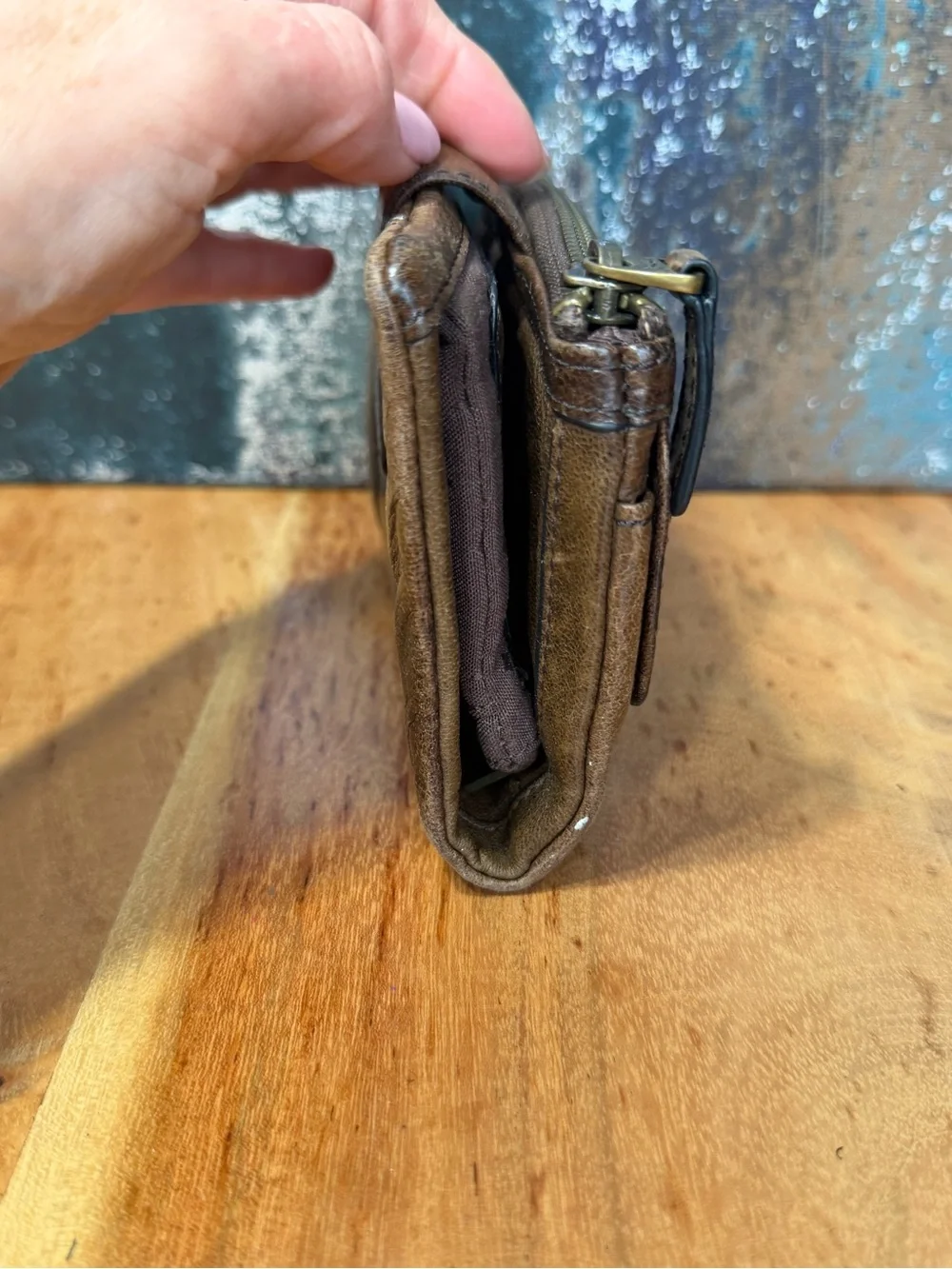 Fossil Rugged Vintage “Long Live Vintage 1954” Emory Brown Leather Wallet